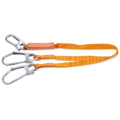 Строп из полиамидной ленты с двумя карабинами Ад КI-50 и Кбс двухплечевой с амортизатором