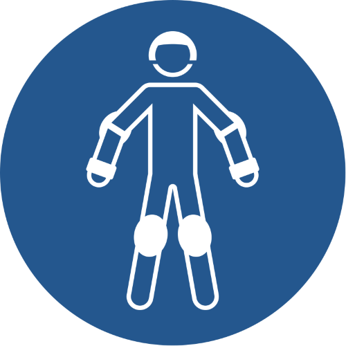 Знак M049 Носить защитное снаряжение при катании на роликах