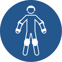 Знак M049 Носить защитное снаряжение при катании на роликах