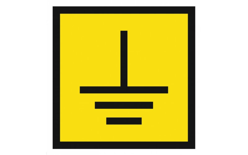 Знак Заземлено квадратный (самоклейка) 40*40 мм