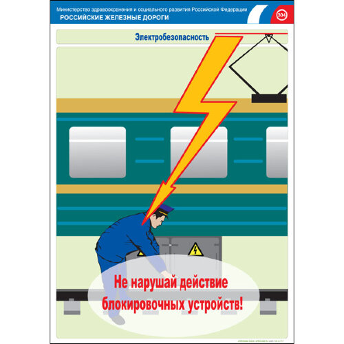 Комплект плакатов: Электробезопасность на железной дороге, 12 штук