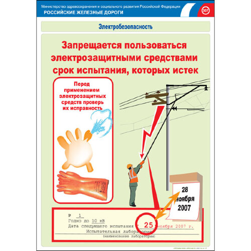 Комплект плакатов: Электробезопасность на железной дороге, 12 штук