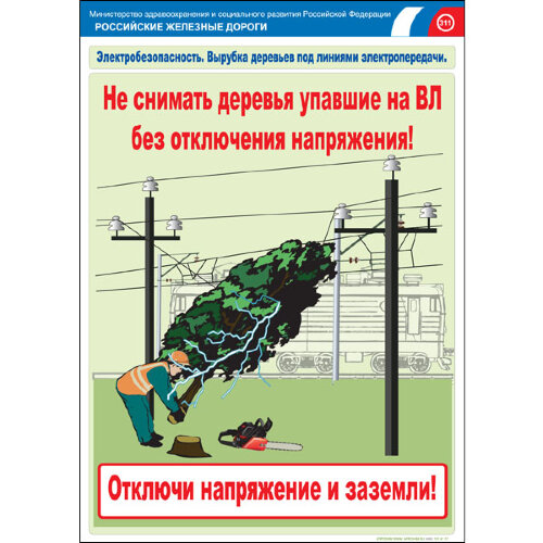 Комплект плакатов: Электробезопасность на железной дороге, 12 штук