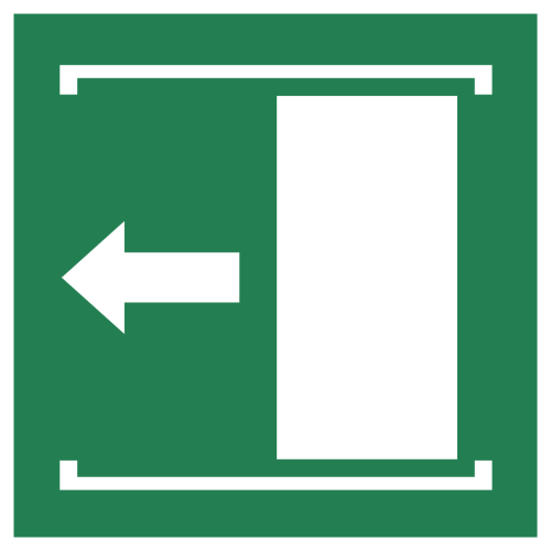 Знак E034 Дверь сдвинуть влево, чтобы открыть